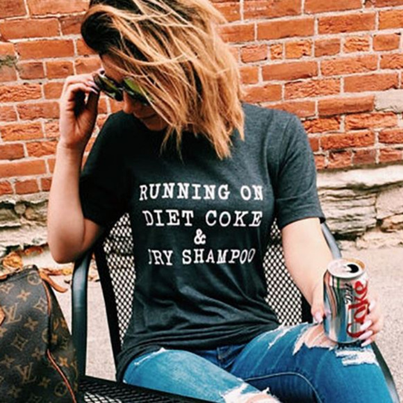 Bella Canvas Tops - NWT Diet Coke & Dry Shampoo Graphic Tee Grey